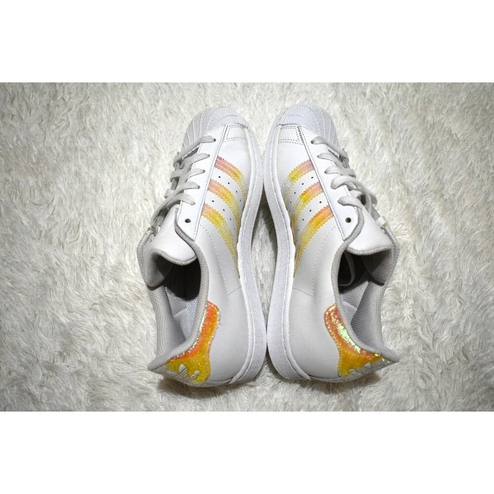 Adidas Superstar Iridescent Leather Shell Toe Sneakers Women's Size 8.5 UK 6